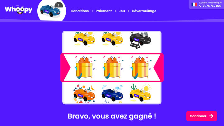 Jeu intégré au scénario du service Whoopy