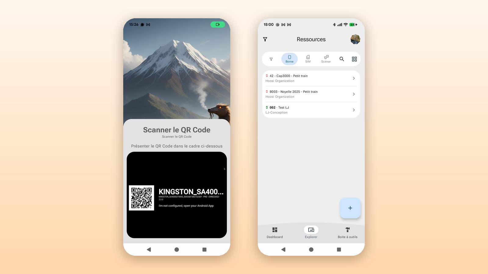 Mise en service d'une borne en scannant son QR Code