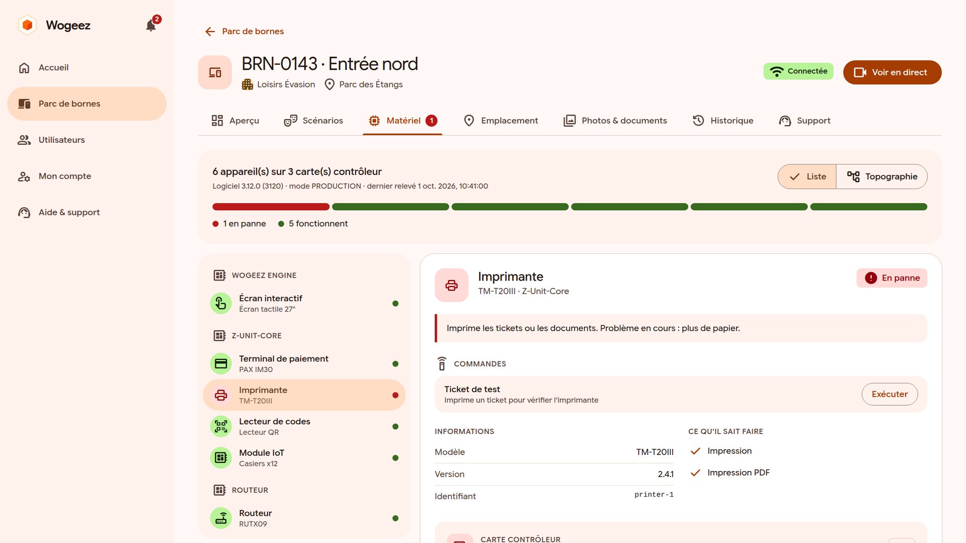 Diagnostic matériel