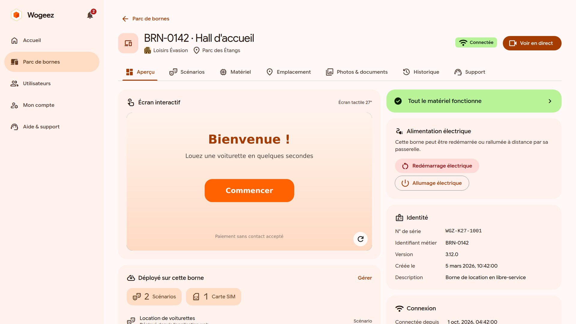 La borne à distance